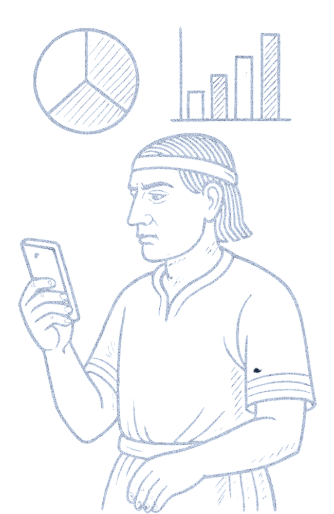 Ilustración de un hombre revisando su teléfono