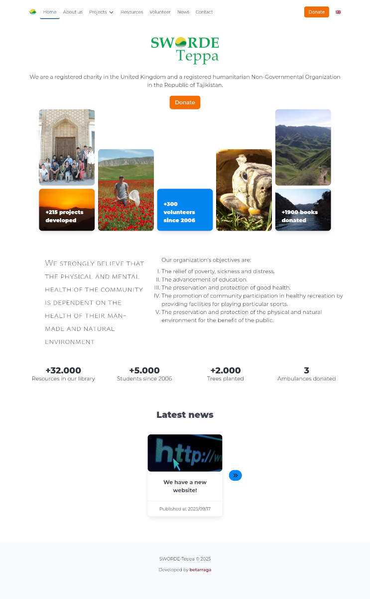 Captura de pantalla de la página web sworde-teppa.org